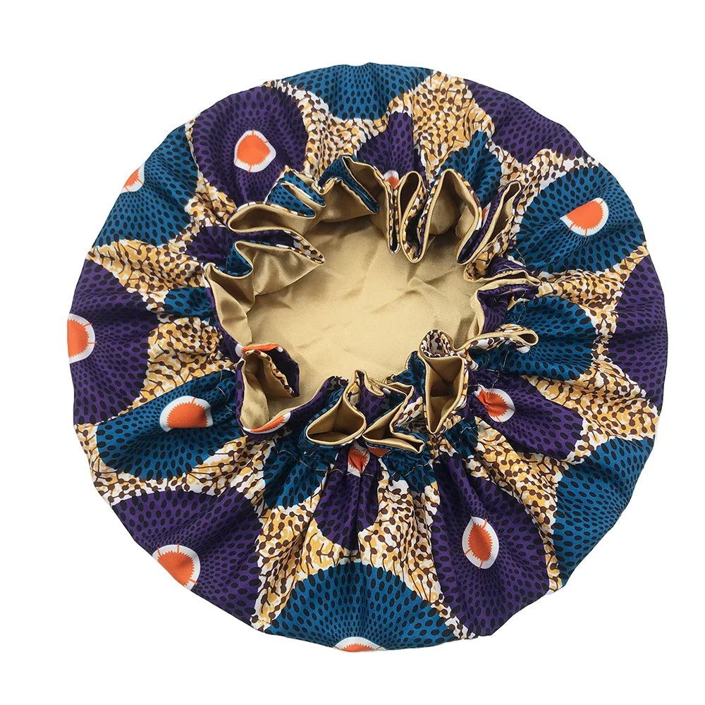 Double Layer Silky Satin Bonnet Women Sleeping Cap Large Reversible Satin Linned Night Sleep Headwrap Hat Hair Wrap Accessories