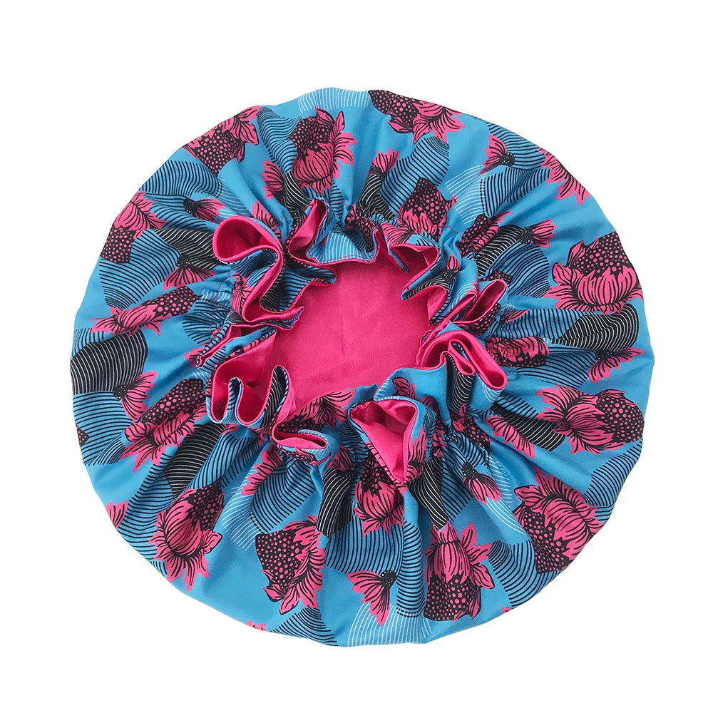 Double Layer Silky Satin Bonnet Women Sleeping Cap Large Reversible Satin Linned Night Sleep Headwrap Hat Hair Wrap Accessories