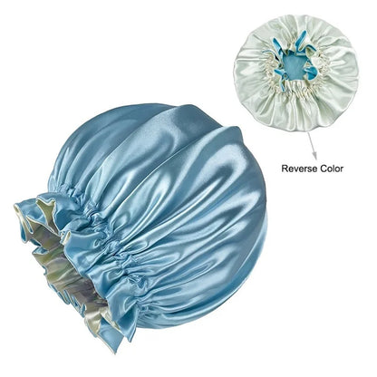 Double Layer Silky Satin Bonnet Women Sleeping Cap Large Reversible Satin Linned Night Sleep Headwrap Hat Hair Wrap Accessories