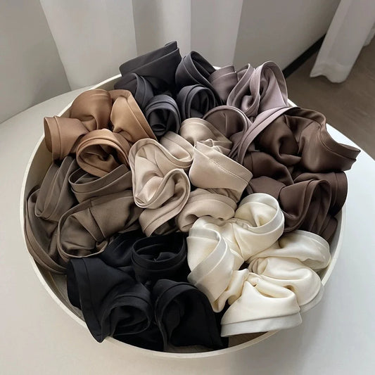 Korean Big Hair Tie Ribbon Scrunchies Satin Elastic Hair Band Bow Women Simple Temperament New Style Ponytail Hair Accessories