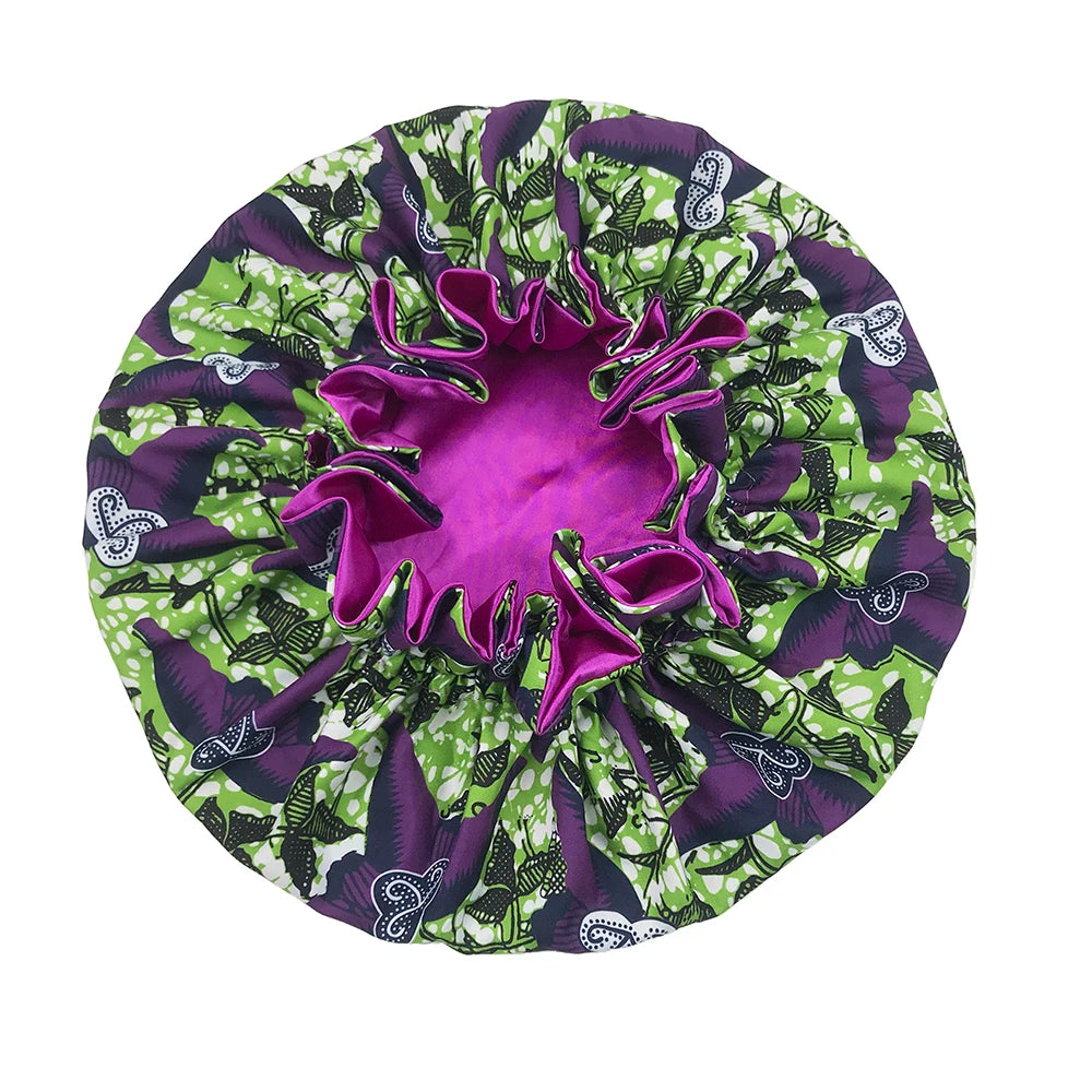 Double Layer Silky Satin Bonnet Women Sleeping Cap Large Reversible Satin Linned Night Sleep Headwrap Hat Hair Wrap Accessories