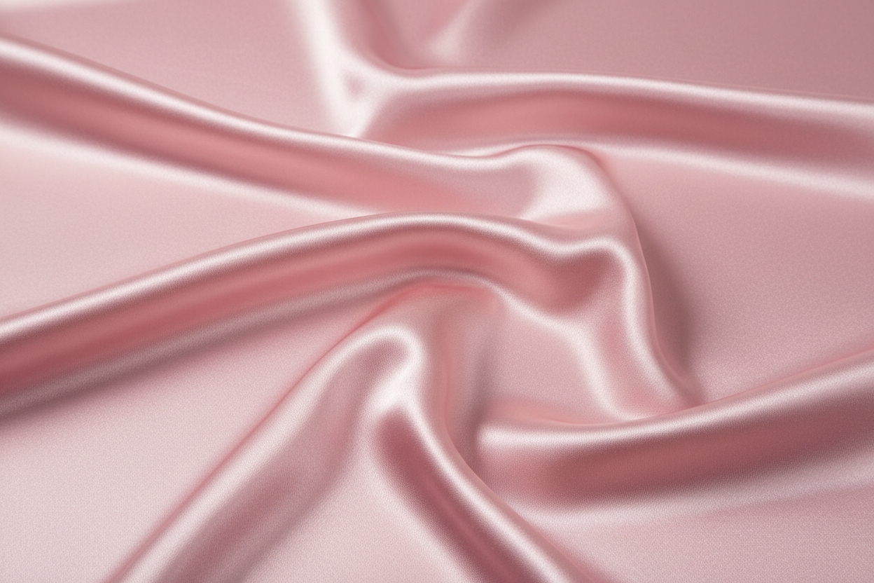 Pink satin fabric close up